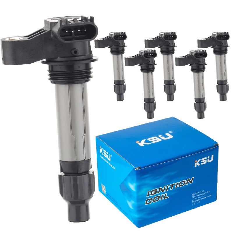 KSU Ignition Coil Pack Compatible With Buick Enclave Cadillac SRX STS ATS CTS Chevy Malibu Impala Traverse Pontiac Saab Saturn Camaro Outlook Suzuki GN10494 D515C UF569 C1555 V6 3.6 2.8 3.0 (6 PCS) - Image 1